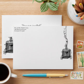 Chandelier Bird Cage Damask Wedding Envelopes