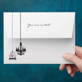 Chandelier Bird Cage Damask Wedding Envelopes