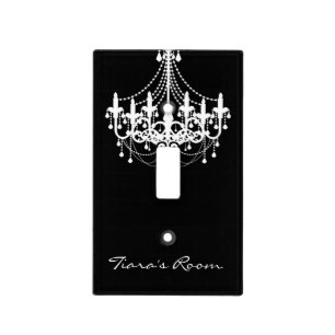 Chandelier Black White Elegant Light Switch Cover