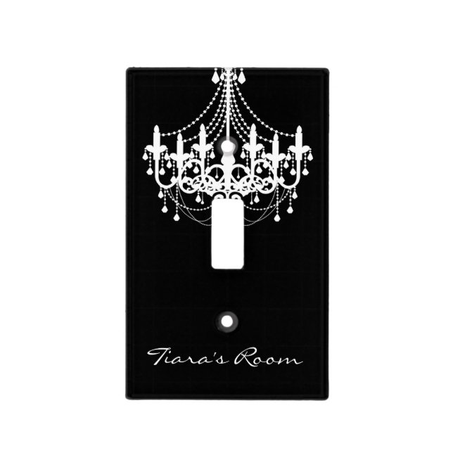 Chandelier Black White Elegant Light Switch Cover (Front)