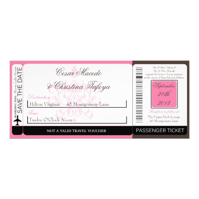 Chandelier Boarding Pass Wedding Invitation