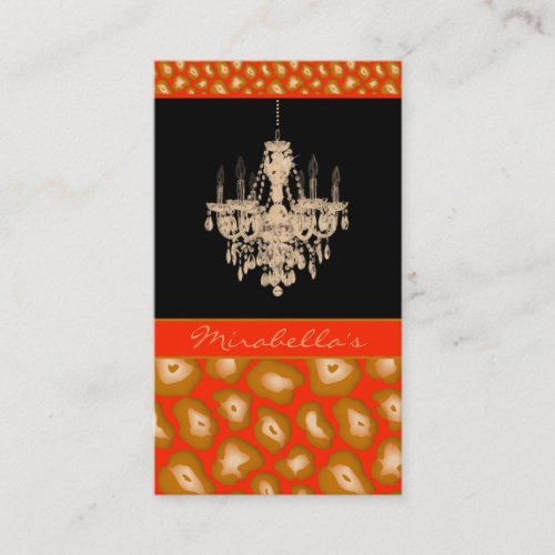 Chandelier Business Card Leopard Animal Orange