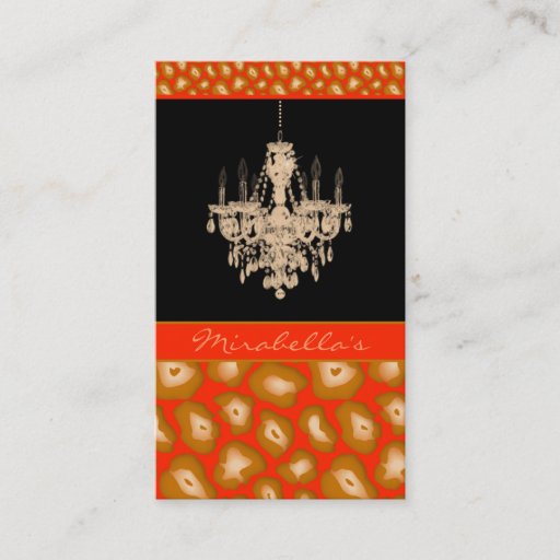 Customizable Chandelier Business Card Leopard Animal Orange