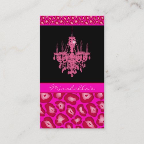 Chandelier Business Card Leopard Animal Pink