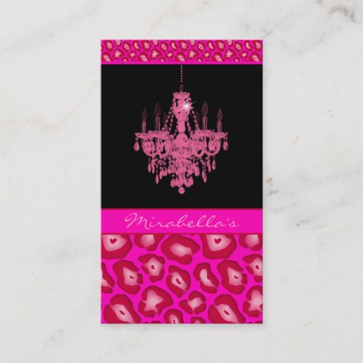 Customizable Chandelier Business Card Leopard Animal Pink