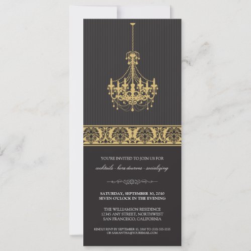 Chandelier Cocktail Party Invite (black/gold)