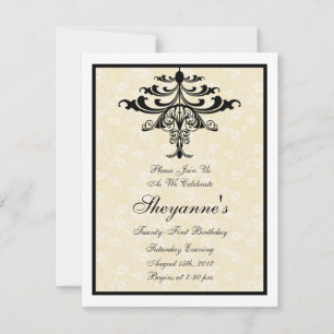 Chandelier Creme 21st Birthday Party Invitation