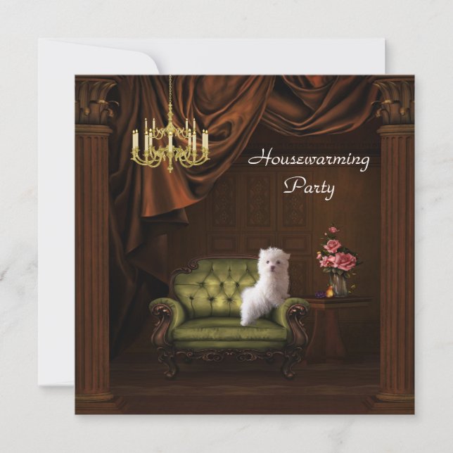 Chandelier & Dog Housewarming Party Invitation (Front)