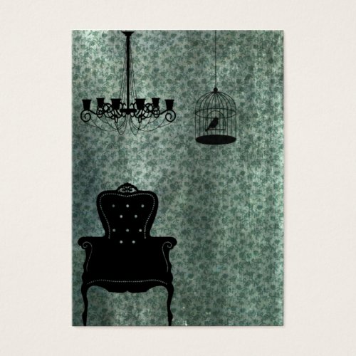 Chandelier, chair, and Birdcage Business Card Templates