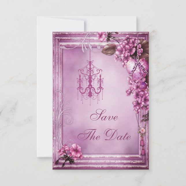 Chandelier & Flowers Baby Shower Save the Date (Front)