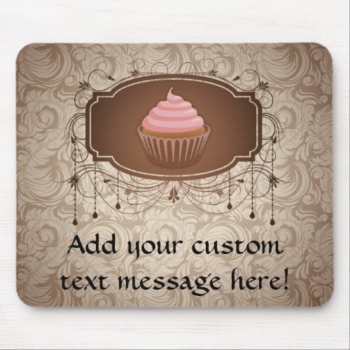 Chandelier Frame Cupcake Pink and Brown Damask Mouse Pad