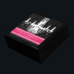 Chandelier Fuchsia Black White Damask Anniversary Jewelry Box<br><div class="desc">Wedding Black Lacquer Keepsake Custom Designer Personalized Jewelry Box or Memory Box Elegant Unique Wedding Anniversary  Christmas Gifts or Valentines Day Gifts</div>