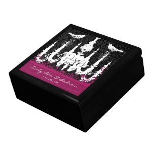 Chandelier Fuchsia Vintage Bird Damask Anniversary Jewelry Box