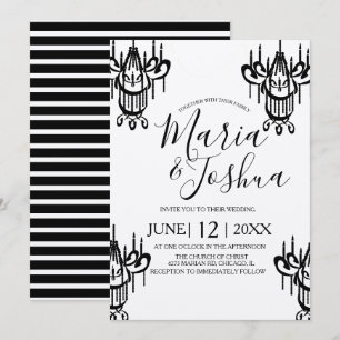 Chandelier Halloween Wedding Black Kraft Invitation