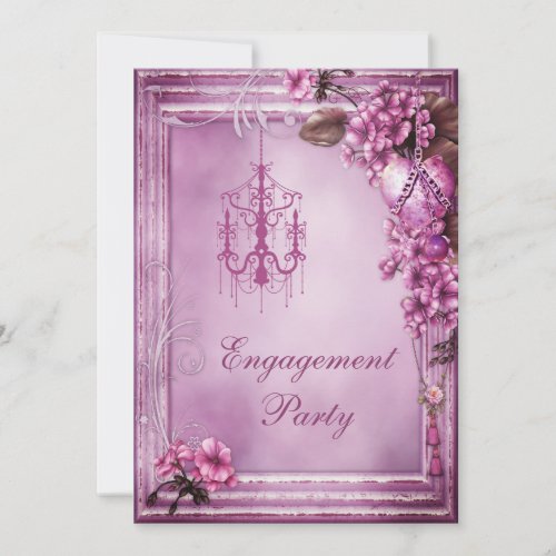 Chandelier, Heart &amp; Flowers Frame Engagement Cards