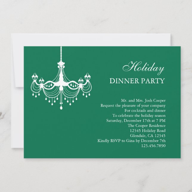 Chandelier Holiday Dinner Party Invitation (Front)