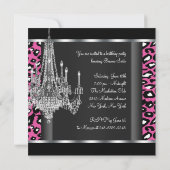 Chandelier Hot Pink Leopard Birthday Party Invitation (Back)