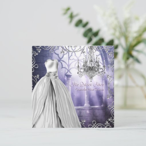 Chandelier Lavender Purple Quinceanera Invitation | Zazzle