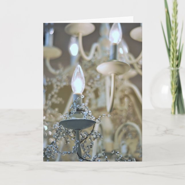 Chandelier, light and glass, Greeting Card (Front)