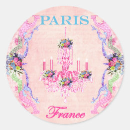 Chandelier Light Decoration French Paris Italy Classic Round Sticker