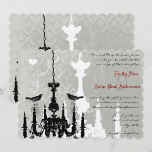 Chandelier Love Birds Wedding Invitation
