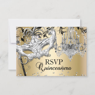 Chandelier Masquerade Gold Quinceanera RSVP
