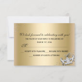 Chandelier Masquerade Gold Quinceanera RSVP (Back)