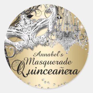 Chandelier Masquerade Gold Quinceanera Sticker