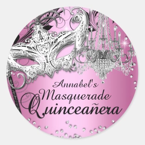 Chandelier Masquerade Pink Quinceanera Sticker