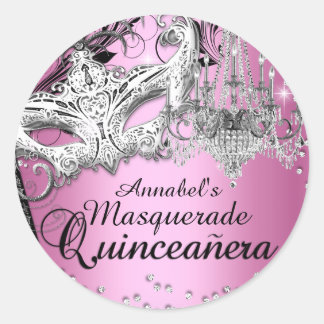 Chandelier Masquerade Pink Quinceanera Sticker