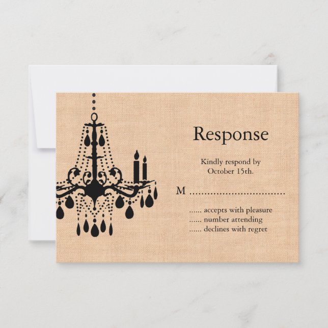 Chandelier  on Burlap RSVP (Front)