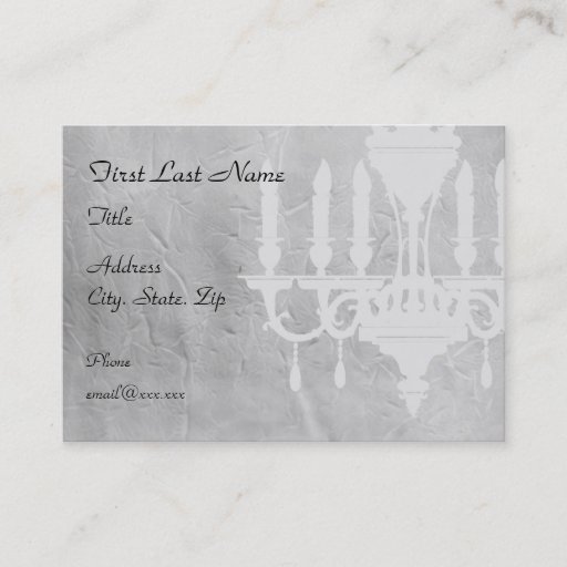 Customizable Chandelier on creased Gray Paper Business Card Templates