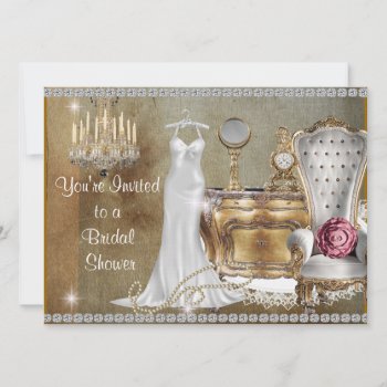 Chandelier & Pearls Bridal Shower Invitation by PersonalCustom at Zazzle