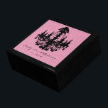 Chandelier Pink Black Damask Anniversary Gift Box<br><div class="desc">Wedding Black Lacquer Keepsake Custom Designer Personalized Jewelry Box or Memory Box Elegant Unique Wedding Anniversary  Christmas Gifts or Valentines Day Gifts</div>