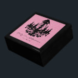 Chandelier Pink Black Damask Anniversary Gift Box<br><div class="desc">Wedding Black Lacquer Keepsake Custom Designer Personalized Jewelry Box or Memory Box Elegant Unique Wedding Anniversary  Christmas Gifts or Valentines Day Gifts</div>