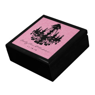 Chandelier Pink Black Damask Anniversary Gift Box