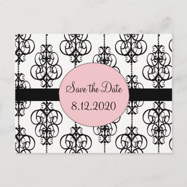Chandelier Pink Save the Date Wedding Cards (Front)