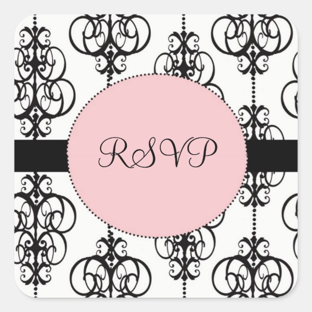Chandelier Pink Square RSVP Wedding Envelope Seals (Front)