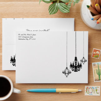Chandelier Purple Wedding Envelopes