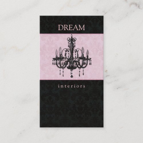 Chandelier Real Estate Business Card Pink