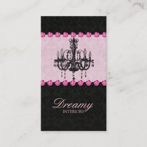 Chandelier Real Estate Business Card Pink Jewels