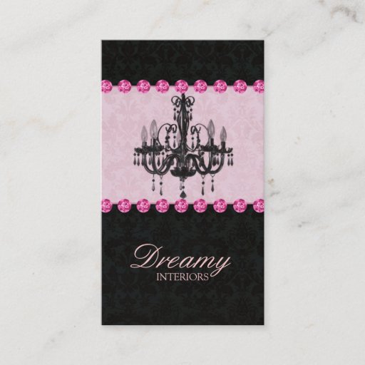 Customizable Chandelier Real Estate Business Card Pink Jewels