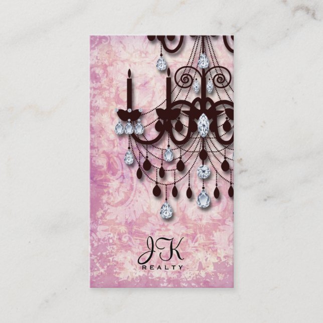 Chandelier Realtor Vintage Damask  Business Card (Front)