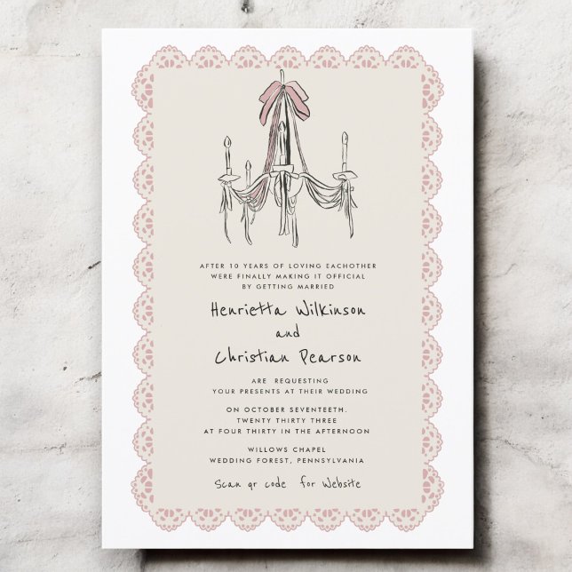 Chandelier Romance Vintage Wedding  website  Invitation (Creator Uploaded)