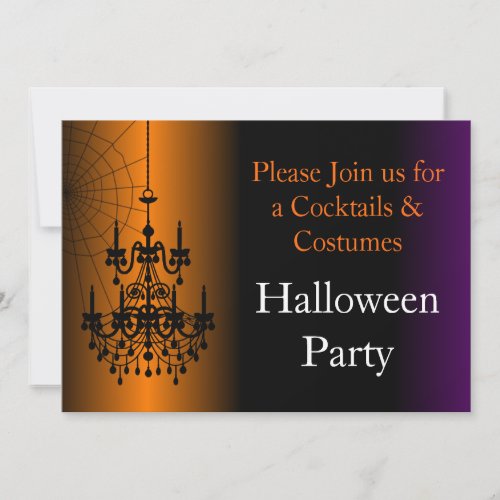 Chandelier Silhouette Halloween Party Invitations
