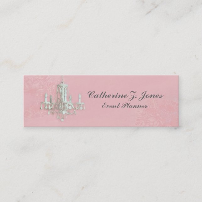 Chandelier Skinny Business Card - Pink (Front)