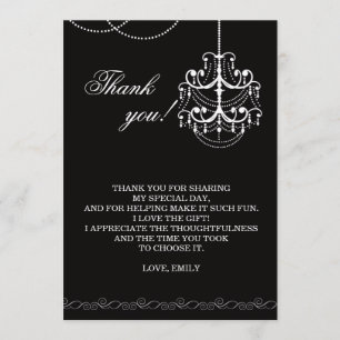 Chandelier Thank You Card White Black