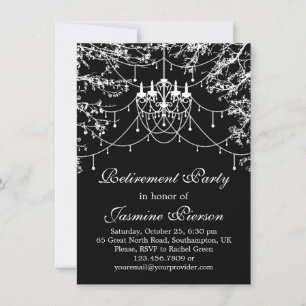 Chandelier, tree lights at night Retirement Party Invitation