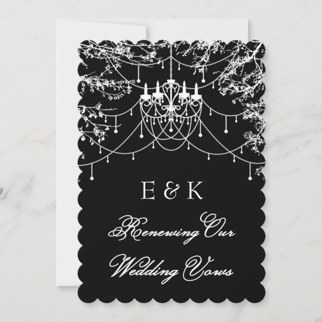 Chandelier, tree lights at night Vows Renewal Invitation (Front)
