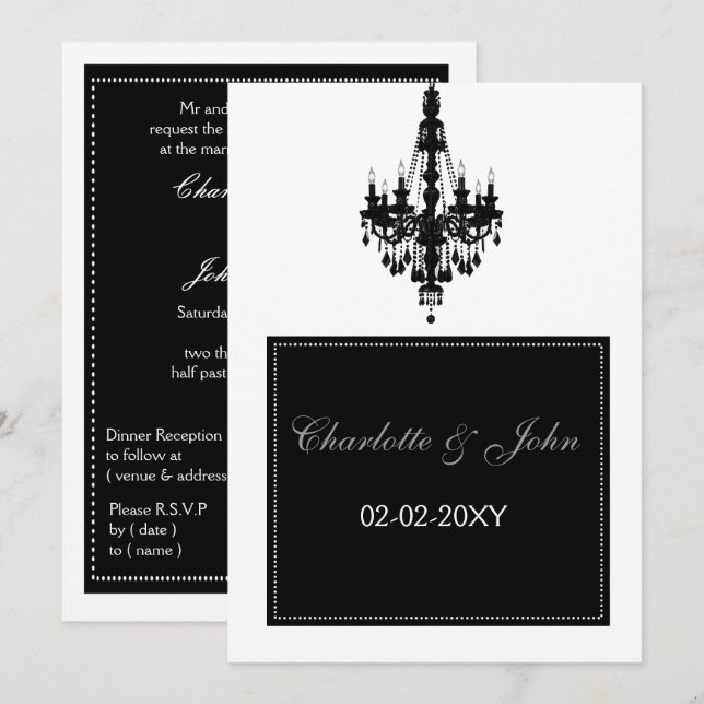 Chandelier wedding invitation (Front/Back)